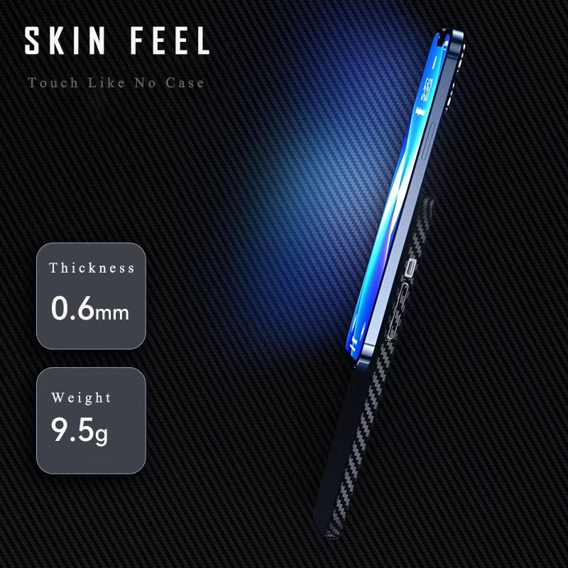 Ultra-Slim iPhone Case Carbon Fiber Matte Finish — 0.3mm Thin Protective Cover, Full Camera Protection, Anti-Fingerprint, Lightweight Non-Slip Design