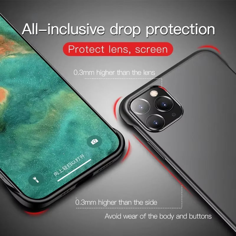 Ultra-Slim iPhone Case Frameless Matte Back Cover — TPU Edge with Hard PC Shell, Lightweight Anti-Fingerprint Design, Scratch-Resistant Non-Slip Protection