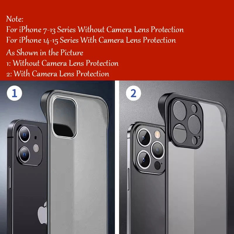 Ultra-Slim iPhone Case Frameless Matte Back Cover — TPU Edge with Hard PC Shell, Lightweight Anti-Fingerprint Design, Scratch-Resistant Non-Slip Protection