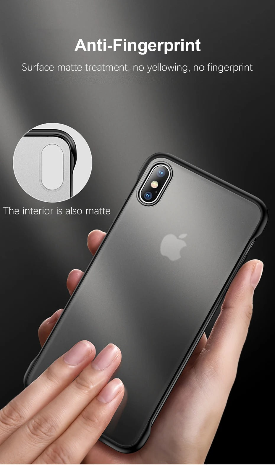 Ultra-Slim iPhone Case Frameless Matte Back Cover — TPU Edge with Hard PC Shell, Lightweight Anti-Fingerprint Design, Scratch-Resistant Non-Slip Protection
