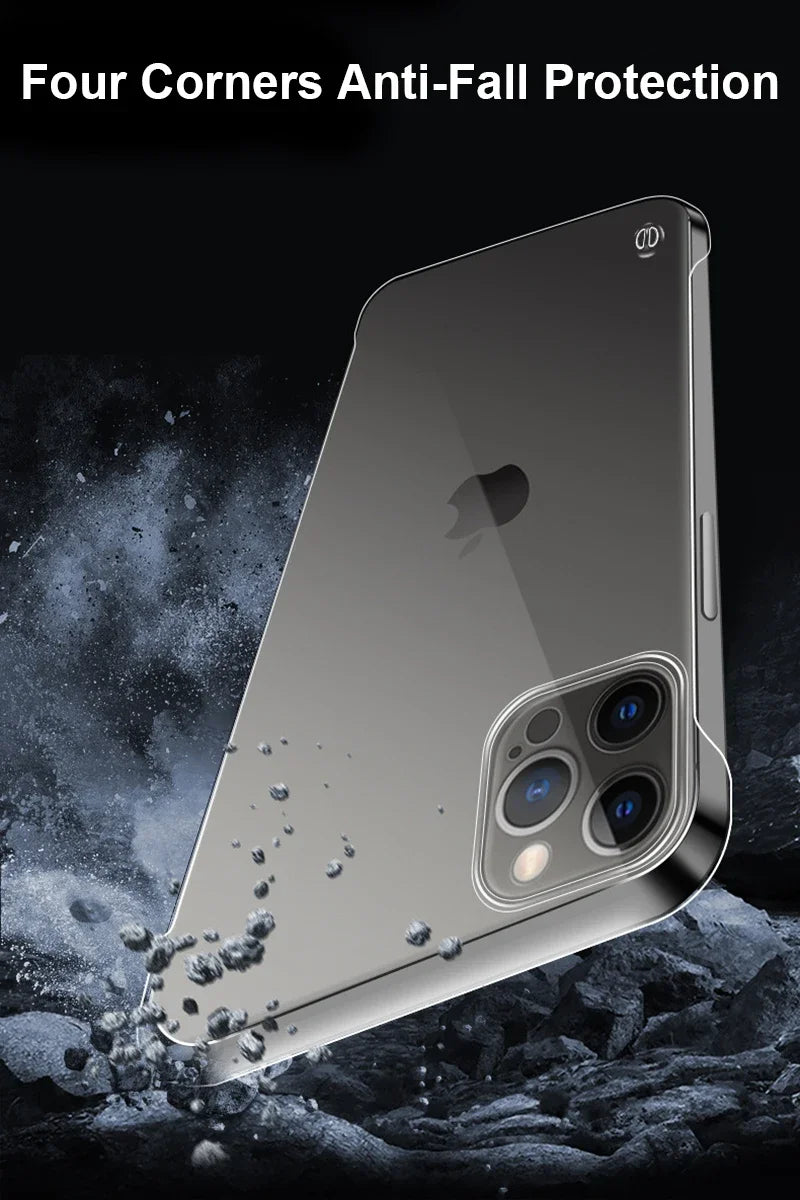 Ultra-Slim iPhone Case Frameless Matte Back Cover — TPU Edge with Hard PC Shell, Lightweight Anti-Fingerprint Design, Scratch-Resistant Non-Slip Protection