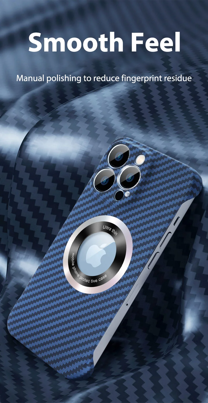 Ultra-Slim iPhone Case MagSafe Compatible Carbon Fiber Cover — Frameless Matte Design, Magnetic Wireless Charging, Cooling Shockproof Anti-Fingerprint Protection