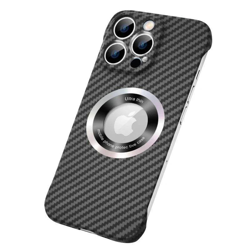 Ultra-Slim iPhone Case MagSafe Compatible Carbon Fiber Cover — Frameless Matte Design, Magnetic Wireless Charging, Cooling Shockproof Anti-Fingerprint Protection