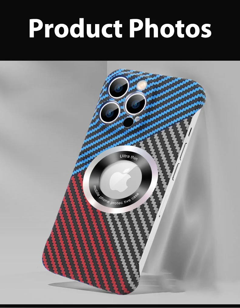 Ultra-Slim iPhone Case MagSafe Compatible Carbon Fiber Cover — Frameless Matte Design, Magnetic Wireless Charging, Cooling Shockproof Anti-Fingerprint Protection
