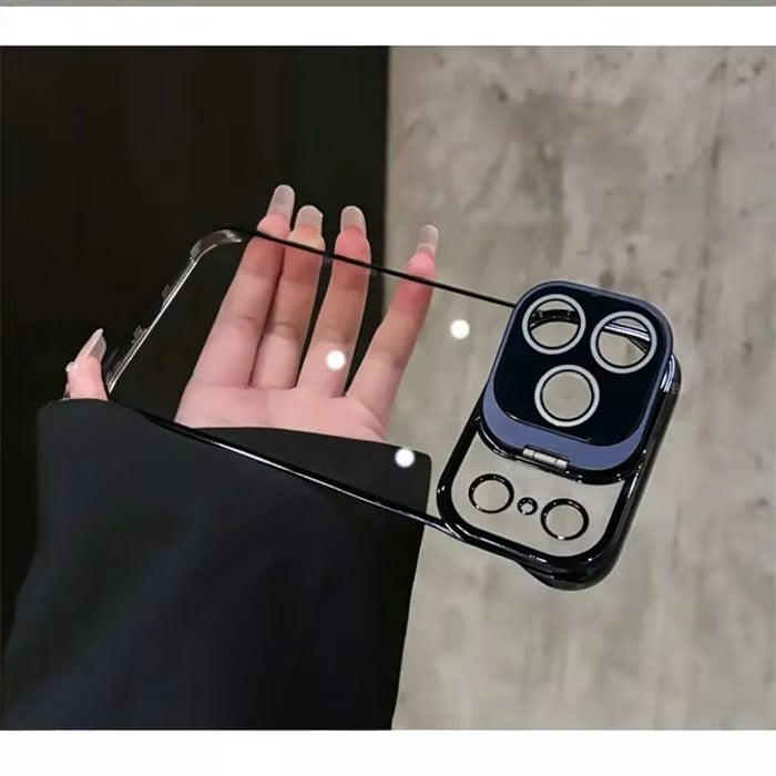 Ultra-Thin iPhone Case — Transparent Frameless Half-Wrapped Cover with Bracket, Shockproof, Anti-Fingerprint, Anti-Scratch Matte Finish