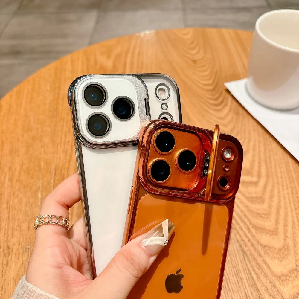 Ultra-Thin iPhone Case — Transparent Frameless Half-Wrapped Cover with Bracket, Shockproof, Anti-Fingerprint, Anti-Scratch Matte Finish