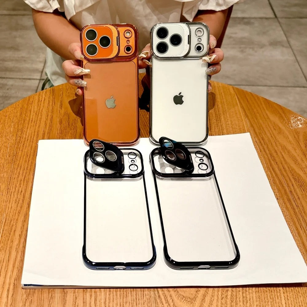 Ultra-Thin iPhone Case — Transparent Frameless Half-Wrapped Cover with Bracket, Shockproof, Anti-Fingerprint, Anti-Scratch Matte Finish