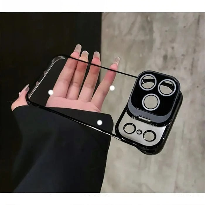 Ultra-Thin iPhone Case — Transparent Frameless Half-Wrapped Cover with Bracket, Shockproof, Anti-Fingerprint, Anti-Scratch Matte Finish