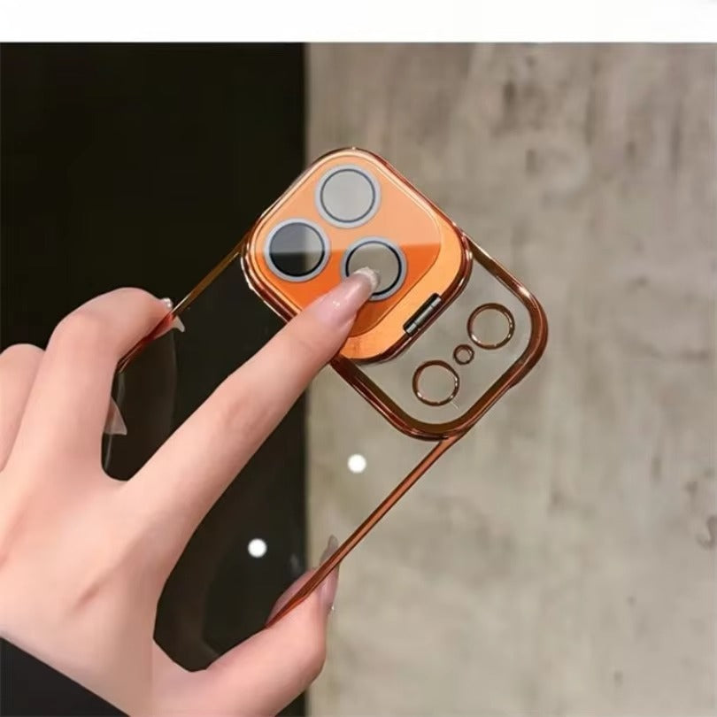 Ultra-Thin iPhone Case — Transparent Frameless Half-Wrapped Cover with Bracket, Shockproof, Anti-Fingerprint, Anti-Scratch Matte Finish