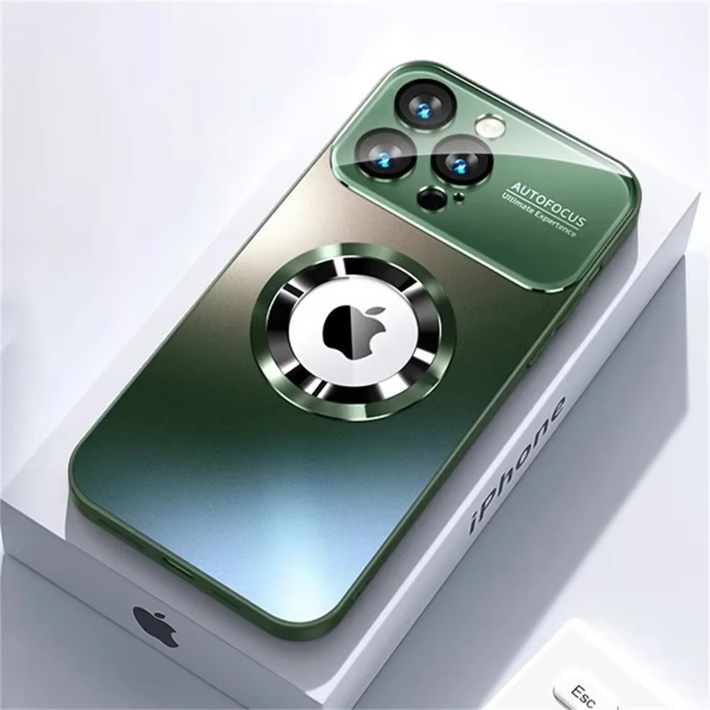 Luxury iPhone Case — Titanium MagSafe Magnetic Half-Wrapped Cover with Glass Lens Protection, Shockproof, Anti-Fingerprint, Anti-Scratch Design
