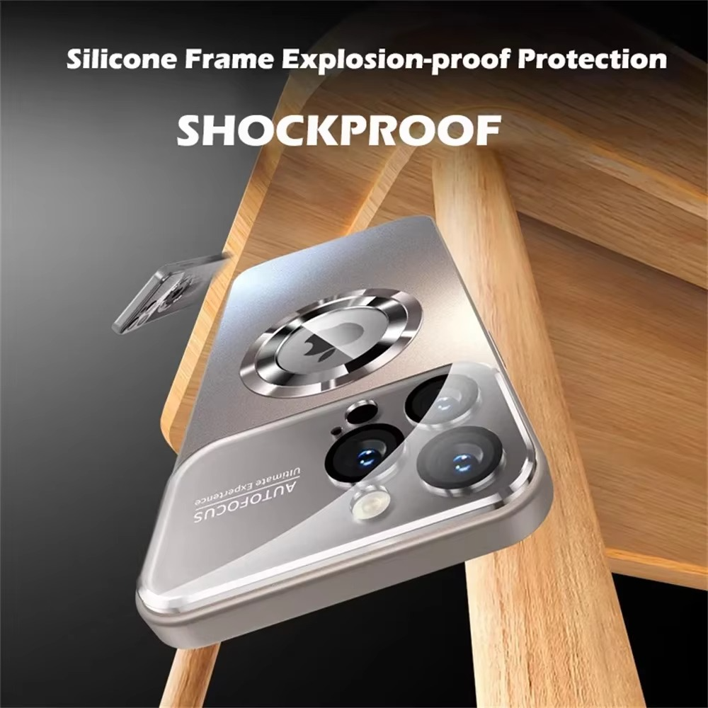 Luxury iPhone Case — Titanium MagSafe Magnetic Half-Wrapped Cover with Glass Lens Protection, Shockproof, Anti-Fingerprint, Anti-Scratch Design