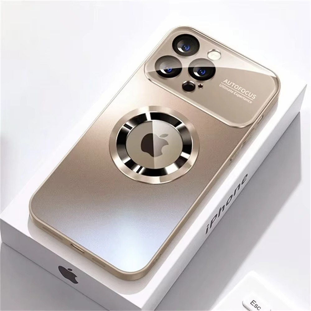 Luxury iPhone Case — Titanium MagSafe Magnetic Half-Wrapped Cover with Glass Lens Protection, Shockproof, Anti-Fingerprint, Anti-Scratch Design