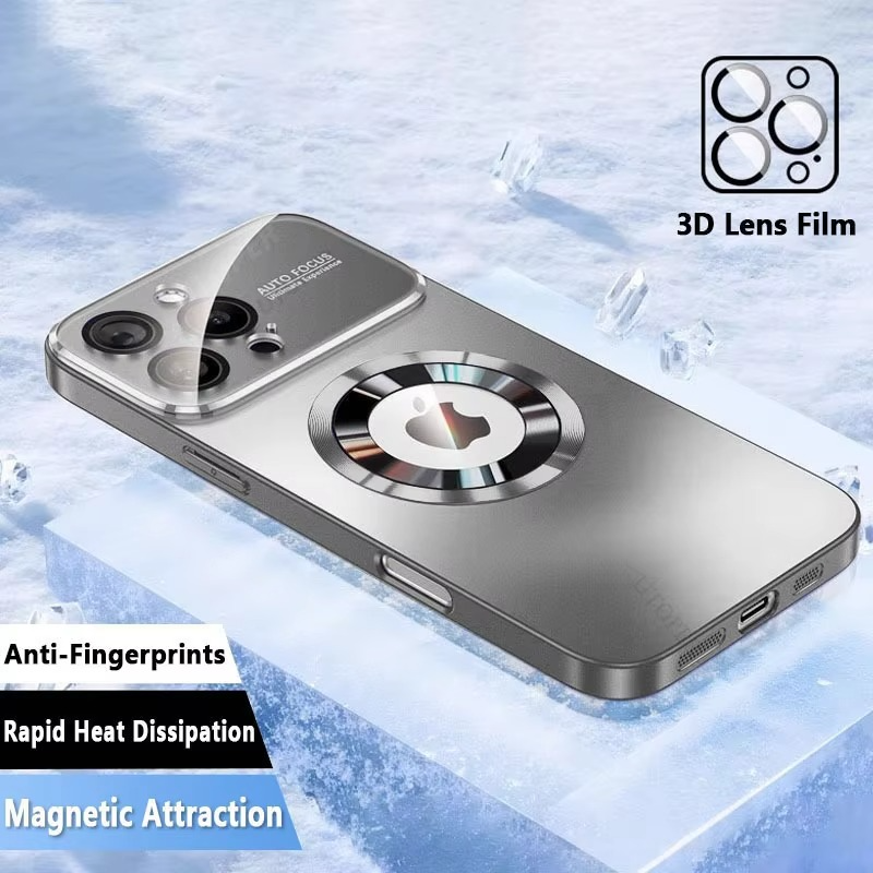 Luxury iPhone Case — Titanium MagSafe Magnetic Half-Wrapped Cover with Glass Lens Protection, Shockproof, Anti-Fingerprint, Anti-Scratch Design