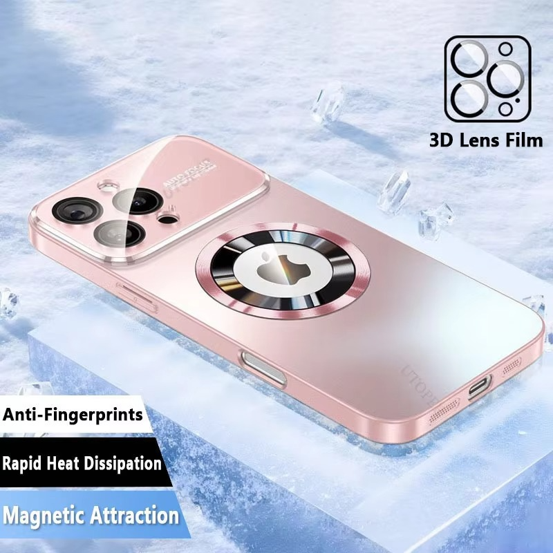 Luxury iPhone Case — Titanium MagSafe Magnetic Half-Wrapped Cover with Glass Lens Protection, Shockproof, Anti-Fingerprint, Anti-Scratch Design