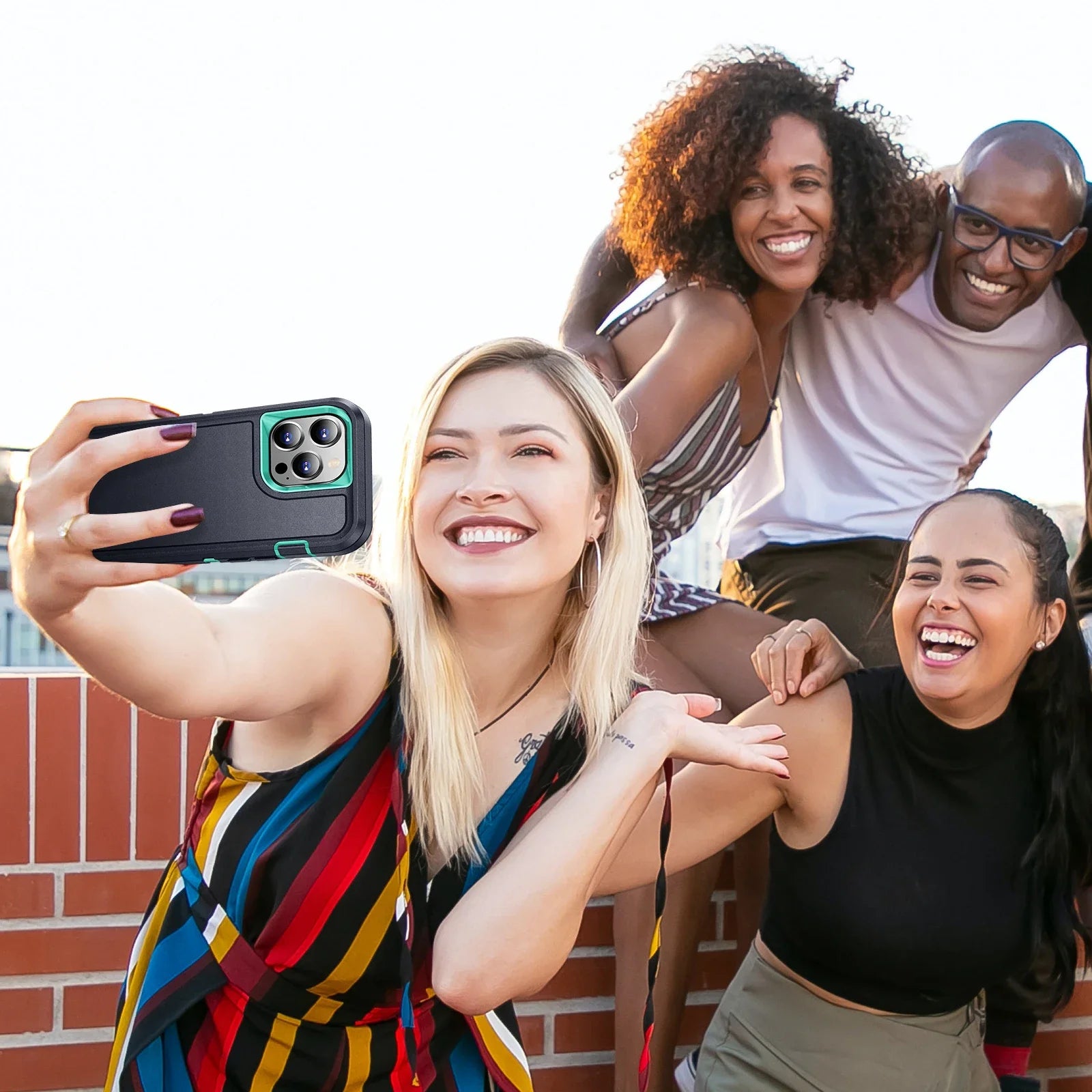 Heavy Duty Armor iPhone Case — Shockproof Metal Bracket, Dual Layer Protection, Anti-Fingerprint, Non-Slip Bumper Cover