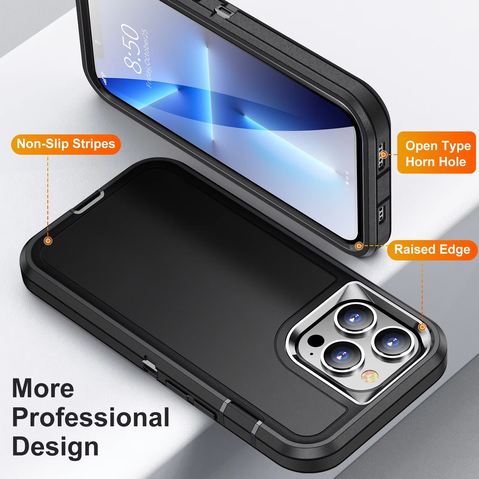 Heavy Duty Armor iPhone Case — Shockproof Metal Bracket, Dual Layer Protection, Anti-Fingerprint, Non-Slip Bumper Cover