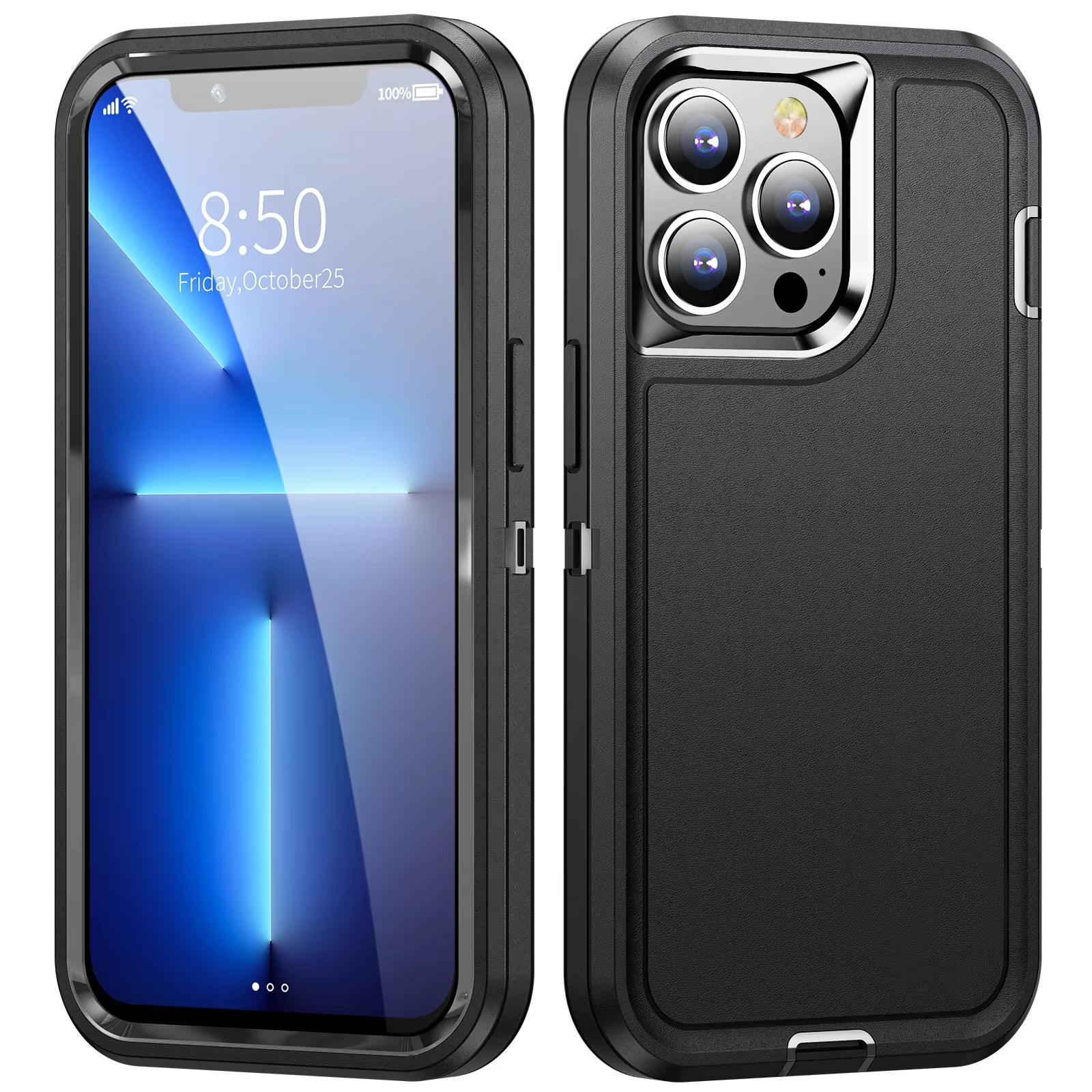 Heavy Duty Armor iPhone Case — Shockproof Metal Bracket, Dual Layer Protection, Anti-Fingerprint, Non-Slip Bumper Cover