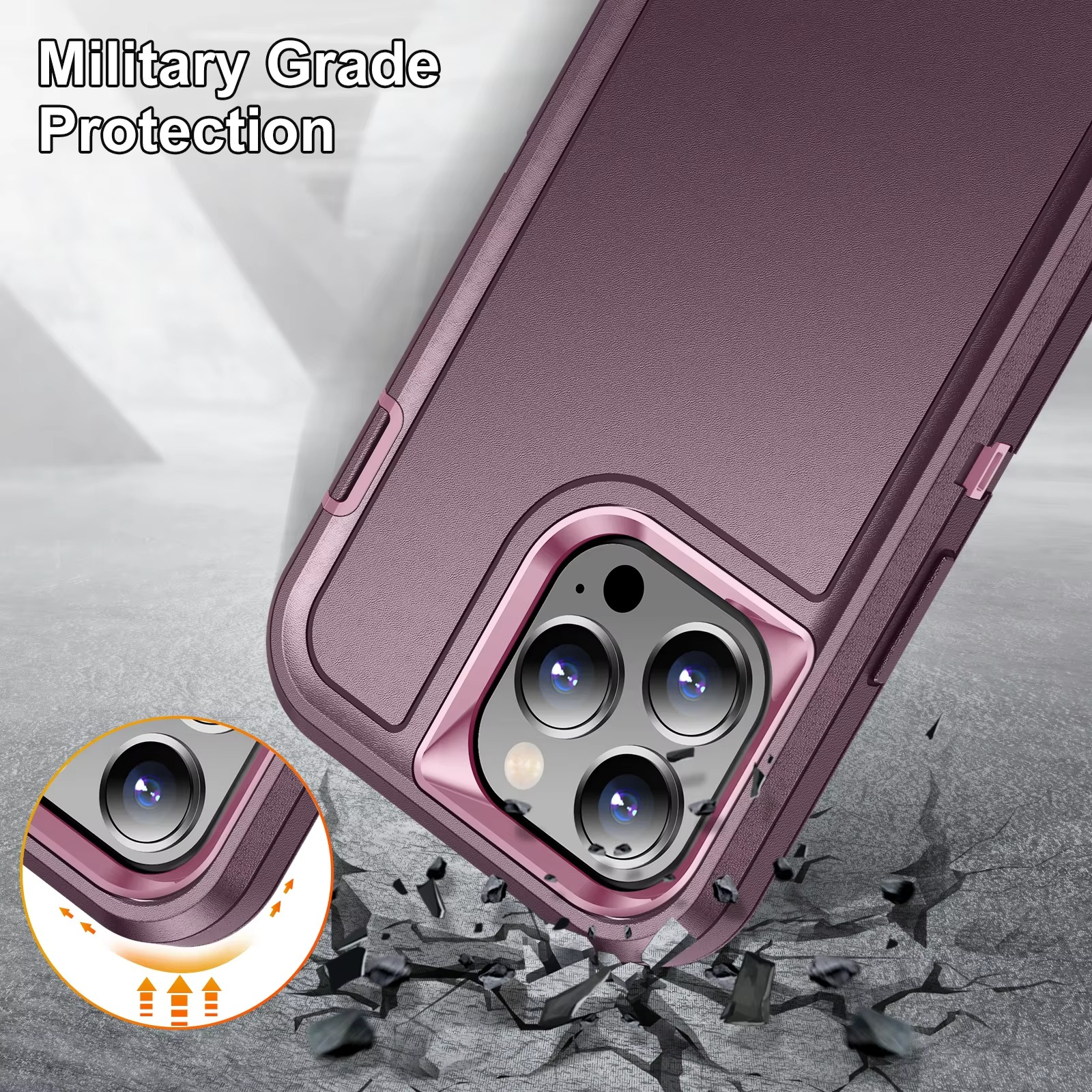 Heavy Duty Armor iPhone Case — Shockproof Metal Bracket, Dual Layer Protection, Anti-Fingerprint, Non-Slip Bumper Cover