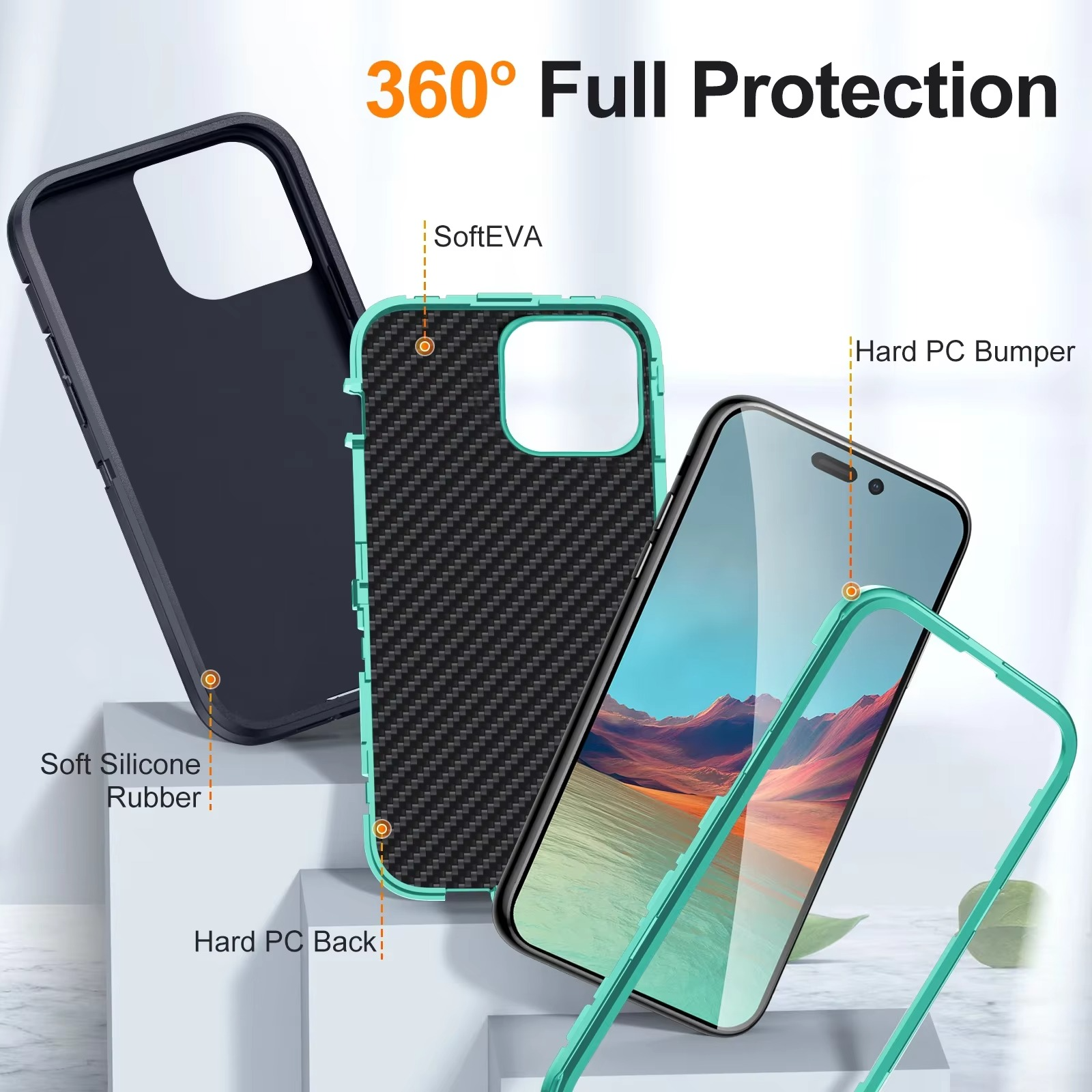 Heavy Duty Armor iPhone Case — Shockproof Metal Bracket, Dual Layer Protection, Anti-Fingerprint, Non-Slip Bumper Cover