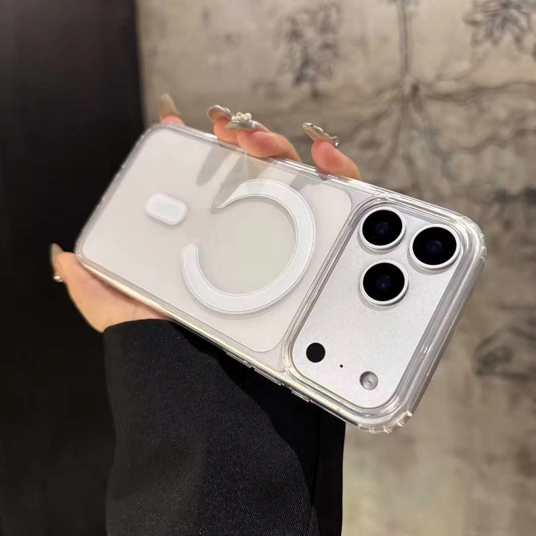 High-Clear iPhone Case — Transparent Magnetic Ultra-Thin PC Half-Wrapped Cover with Camera Control Button, Anti-Fingerprint, Anti-Scratch, Non-Slip, MagSafe Compatible Design