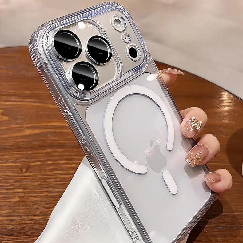High-Clear iPhone Case — Transparent Magnetic Ultra-Thin PC Half-Wrapped Cover with Camera Control Button, Anti-Fingerprint, Anti-Scratch, Non-Slip, MagSafe Compatible Design