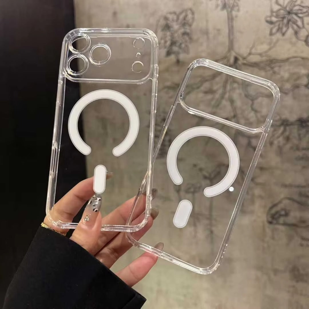 High-Clear iPhone Case — Transparent Magnetic Ultra-Thin PC Half-Wrapped Cover with Camera Control Button, Anti-Fingerprint, Anti-Scratch, Non-Slip, MagSafe Compatible Design