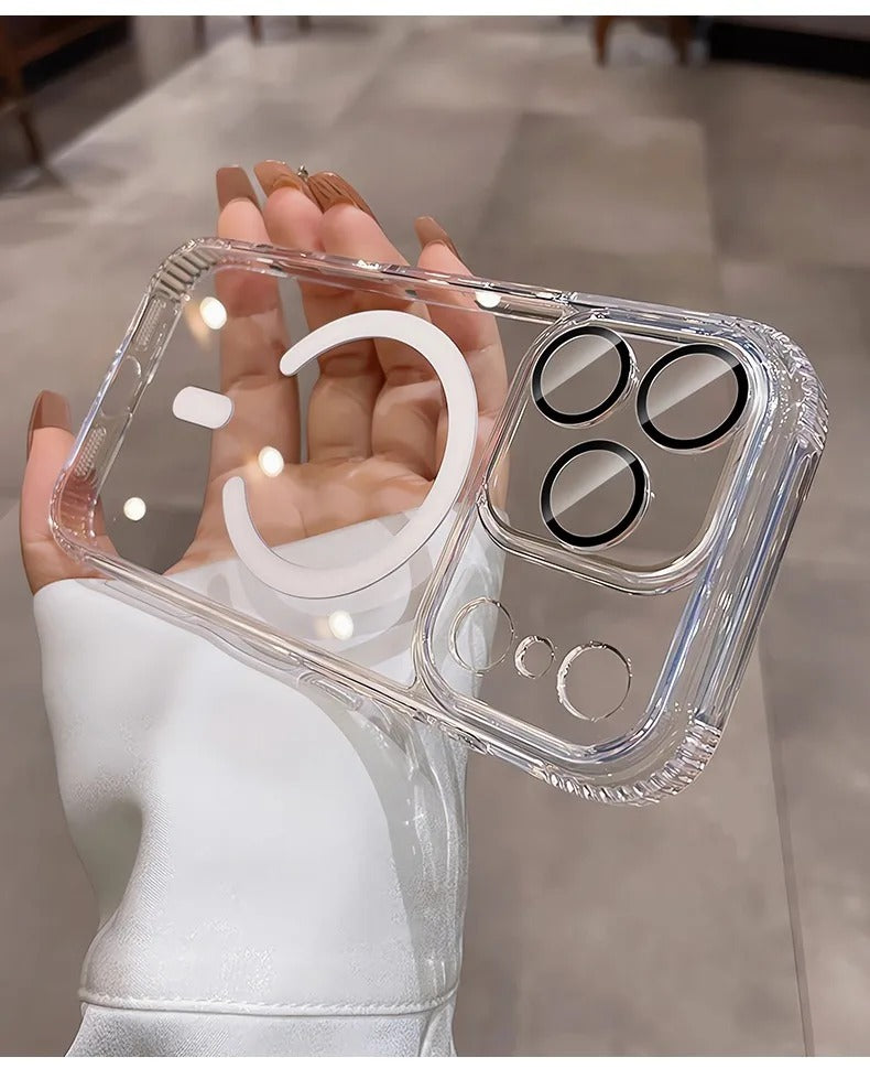 High-Clear iPhone Case — Transparent Magnetic Ultra-Thin PC Half-Wrapped Cover with Camera Control Button, Anti-Fingerprint, Anti-Scratch, Non-Slip, MagSafe Compatible Design