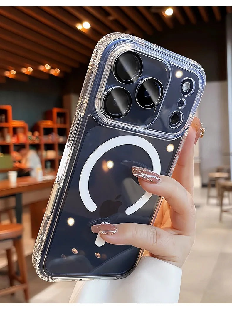 High-Clear iPhone Case — Transparent Magnetic Ultra-Thin PC Half-Wrapped Cover with Camera Control Button, Anti-Fingerprint, Anti-Scratch, Non-Slip, MagSafe Compatible Design