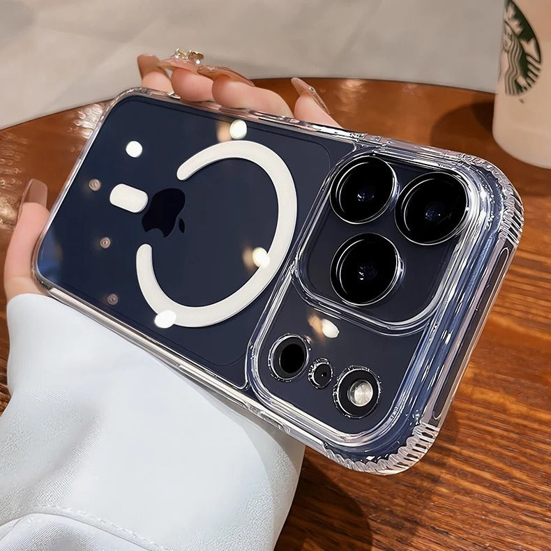 High-Clear iPhone Case — Transparent Magnetic Ultra-Thin PC Half-Wrapped Cover with Camera Control Button, Anti-Fingerprint, Anti-Scratch, Non-Slip, MagSafe Compatible Design