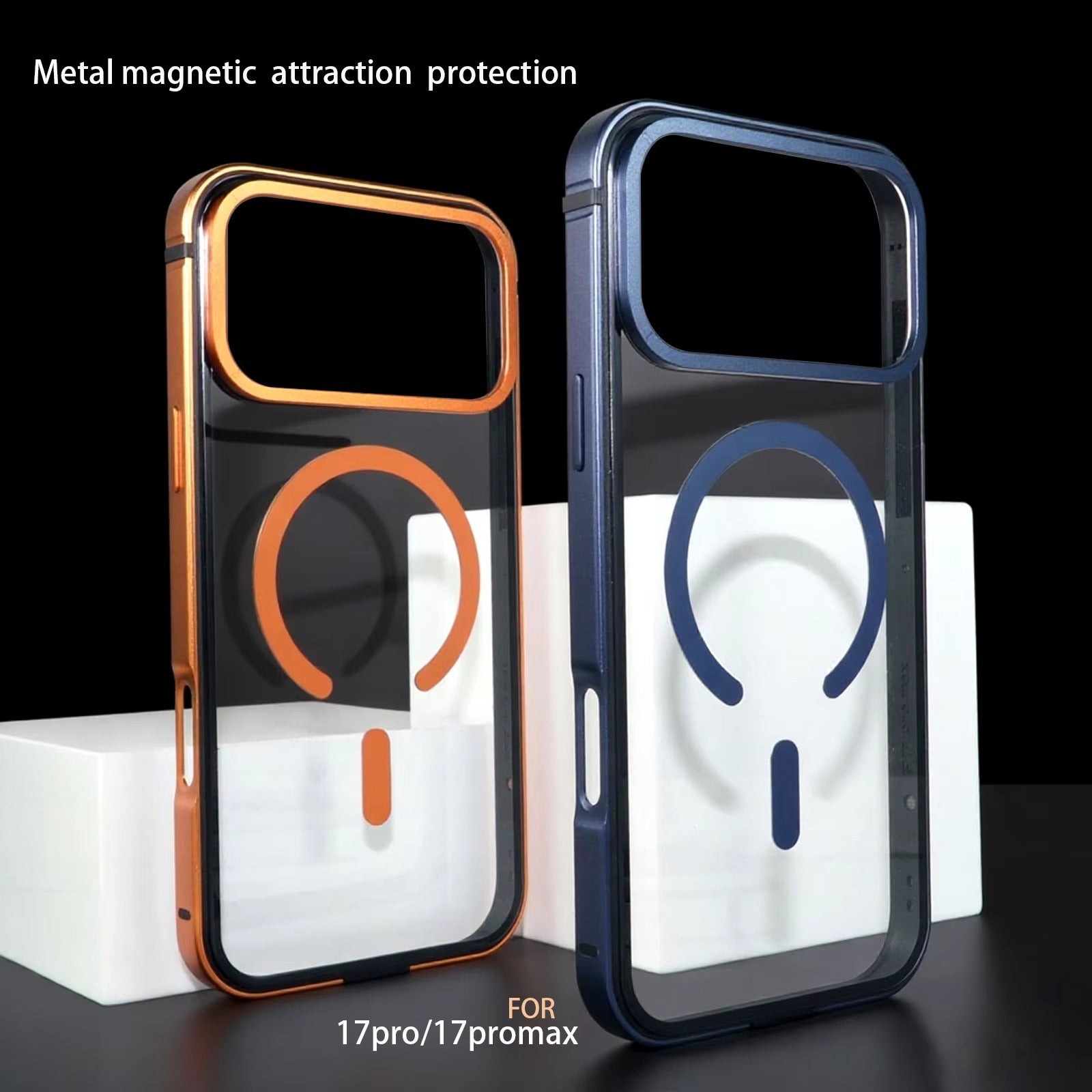 High-End iPhone Case — MagSafe Magnetic Aluminum Alloy Frame with HD Acrylic Backplate, Shock-Resistant Premium Protective Cover