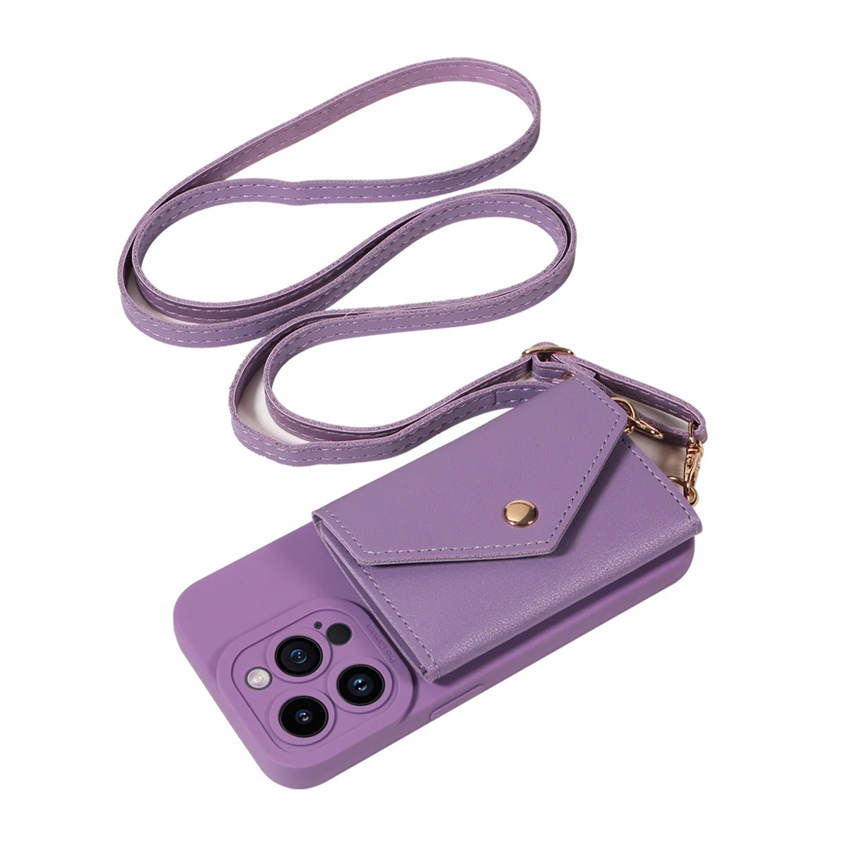 High-Quality PU Leather iPhone Case — Shockproof Crossbody Cover with Card Slot, Anti-Scratch, Dustproof, Non-Slip, Lightweight Protection