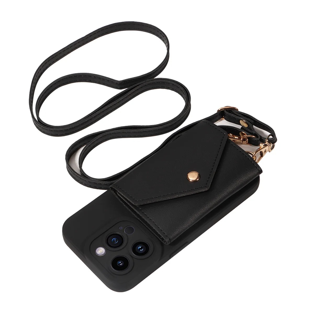 High-Quality PU Leather iPhone Case — Shockproof Crossbody Cover with Card Slot, Anti-Scratch, Dustproof, Non-Slip, Lightweight Protection