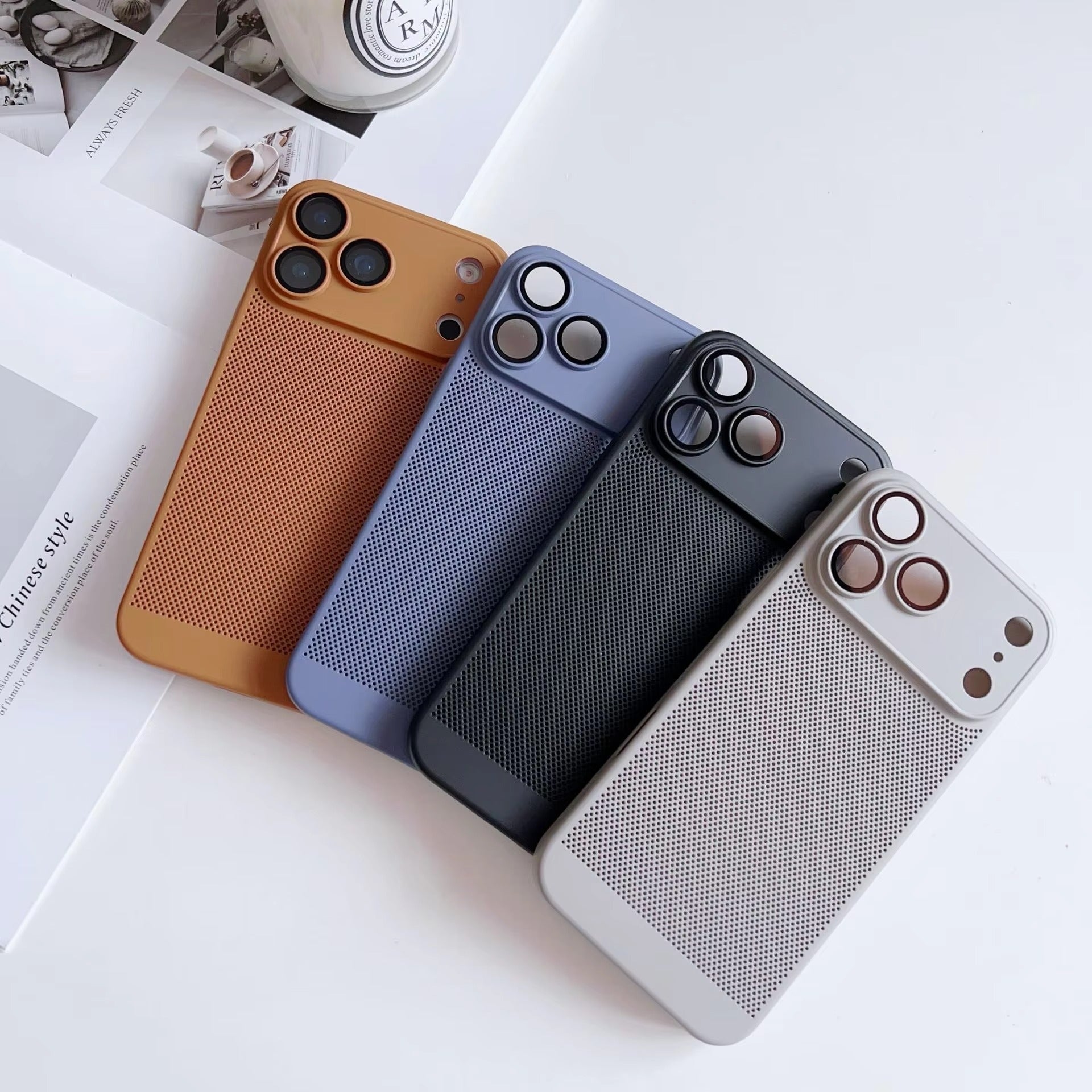 Impact-Ready iPhone Case with Heat Dissipation — Cooling Mesh Back, Shockproof Hard Cover, Breathable Design, Anti-Scratch & Lightweight Protection