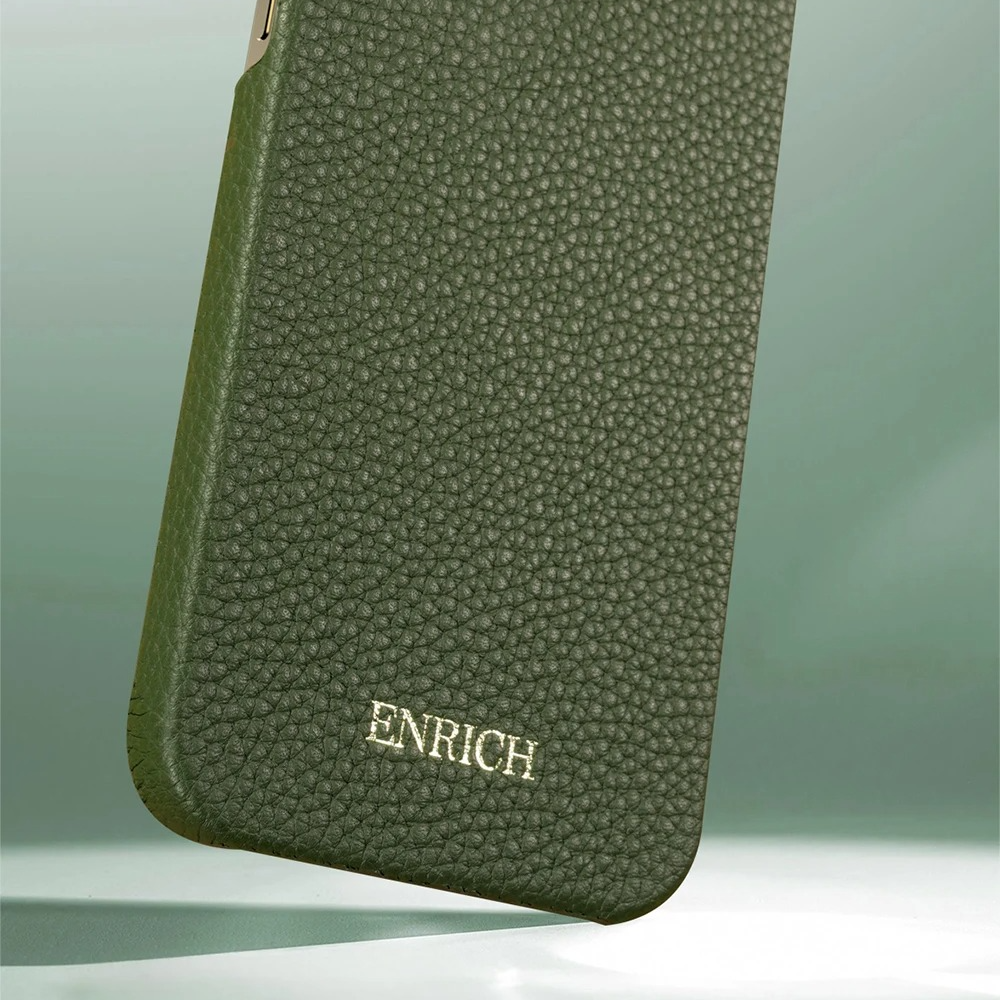 Luxury iPhone Case — Genuine Lychee Cowhide Leather Back Cover with Slim Shockproof PC Frame, Anti-Fingerprint Matte Finish and Precise Cutouts