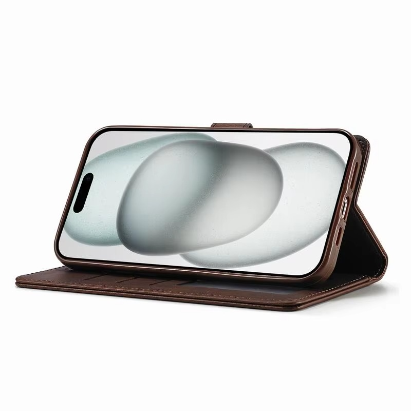 Luxury iPhone Case — Leather Wallet Flip Cover with Card Slot, Anti-Fingerprint, Anti-Scratch, Non-Slip, Full Protection, Artificial Leather Design