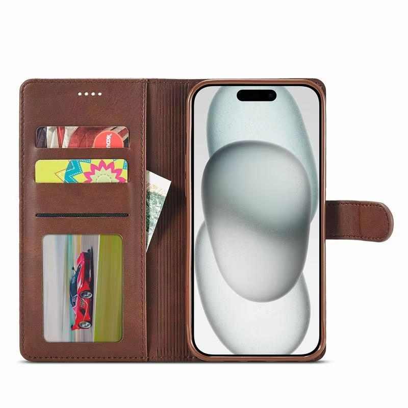 Luxury iPhone Case — Leather Wallet Flip Cover with Card Slot, Anti-Fingerprint, Anti-Scratch, Non-Slip, Full Protection, Artificial Leather Design