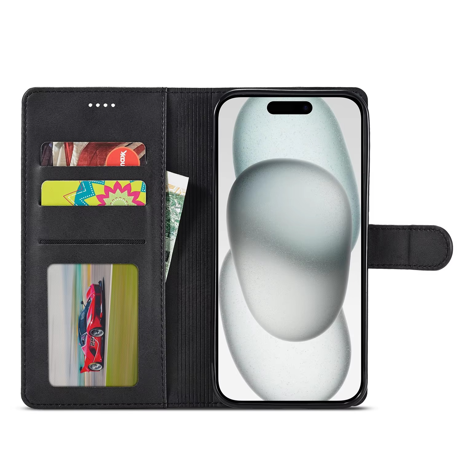 Luxury iPhone Case — Leather Wallet Flip Cover with Card Slot, Anti-Fingerprint, Anti-Scratch, Non-Slip, Full Protection, Artificial Leather Design