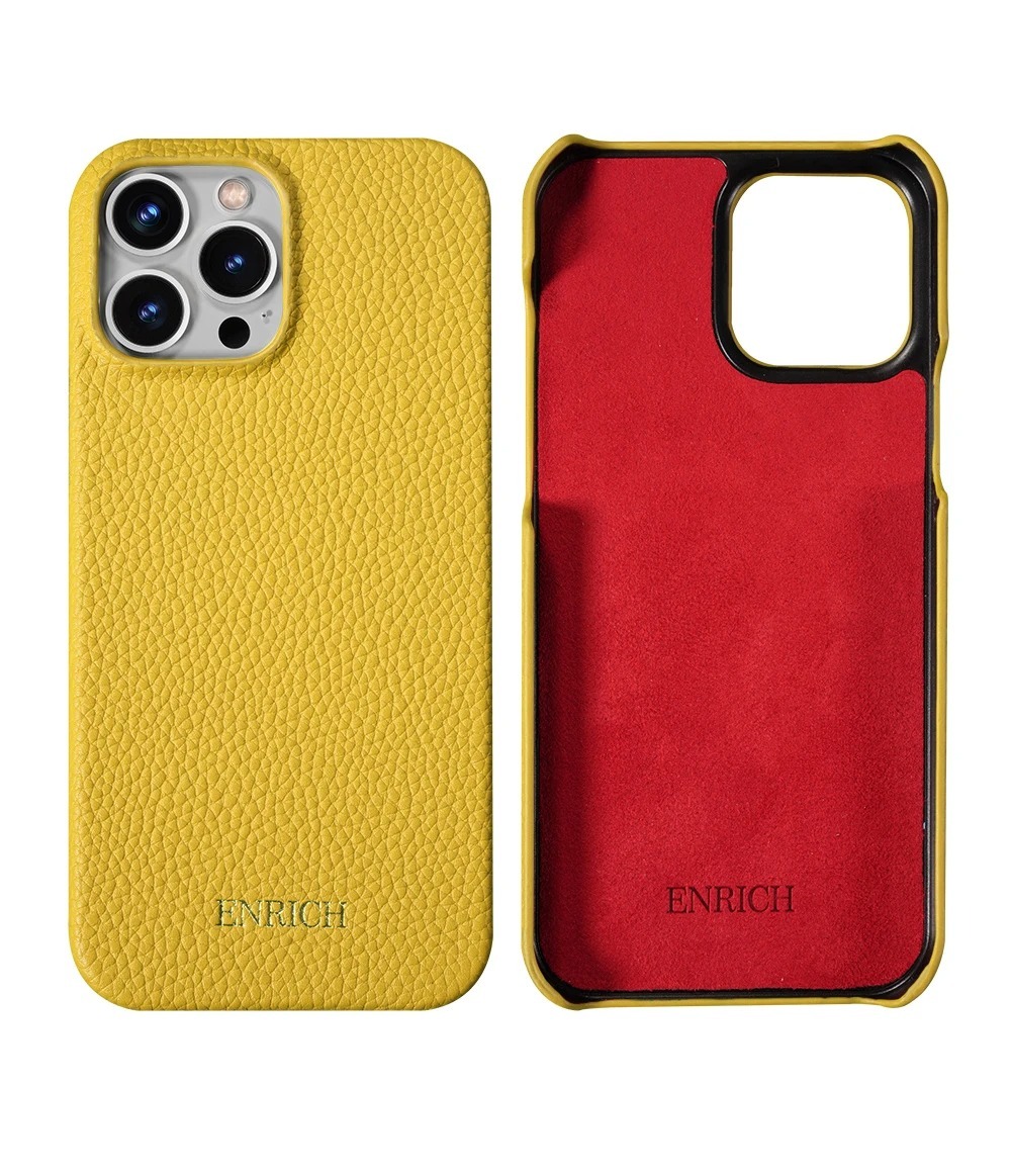 Luxury iPhone Case — Genuine Lychee Cowhide Leather Back Cover with Slim Shockproof PC Frame, Anti-Fingerprint Matte Finish and Precise Cutouts