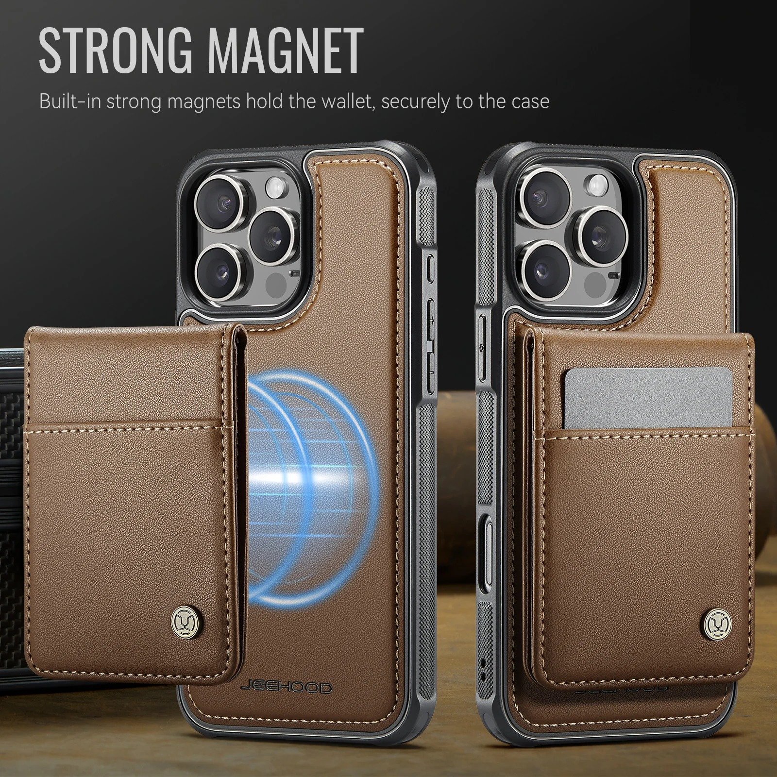 Luxury 2-in-1 Detachable Magnetic iPhone Case — PU Leather Wallet Cover with Card Slot, Shockproof, Anti-Fingerprint, Anti-Scratch, Kickstand, Storage Compartment