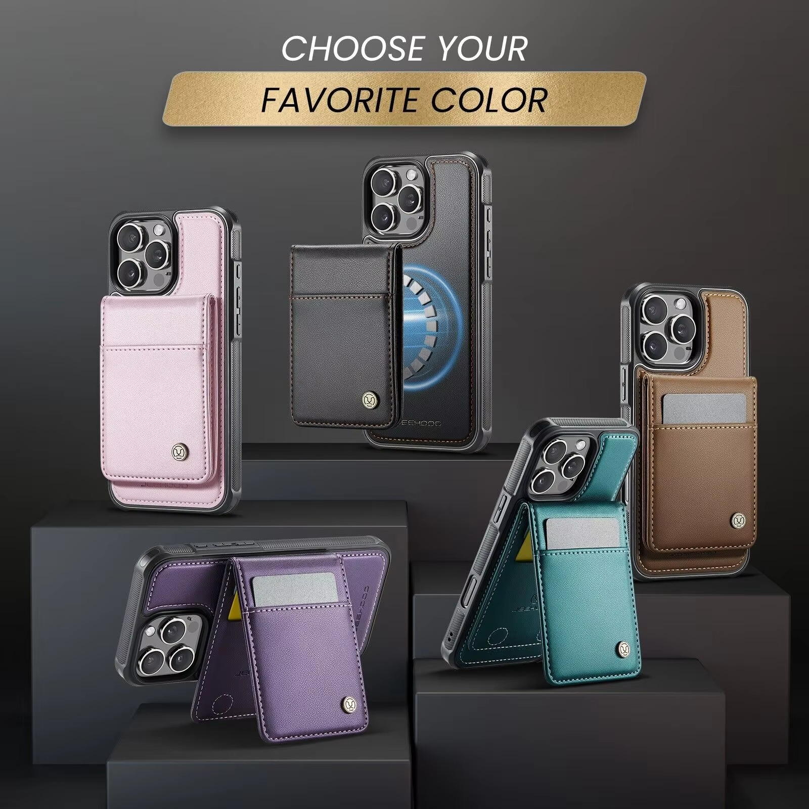 Luxury 2-in-1 Detachable Magnetic iPhone Case — PU Leather Wallet Cover with Card Slot, Shockproof, Anti-Fingerprint, Anti-Scratch, Kickstand, Storage Compartment