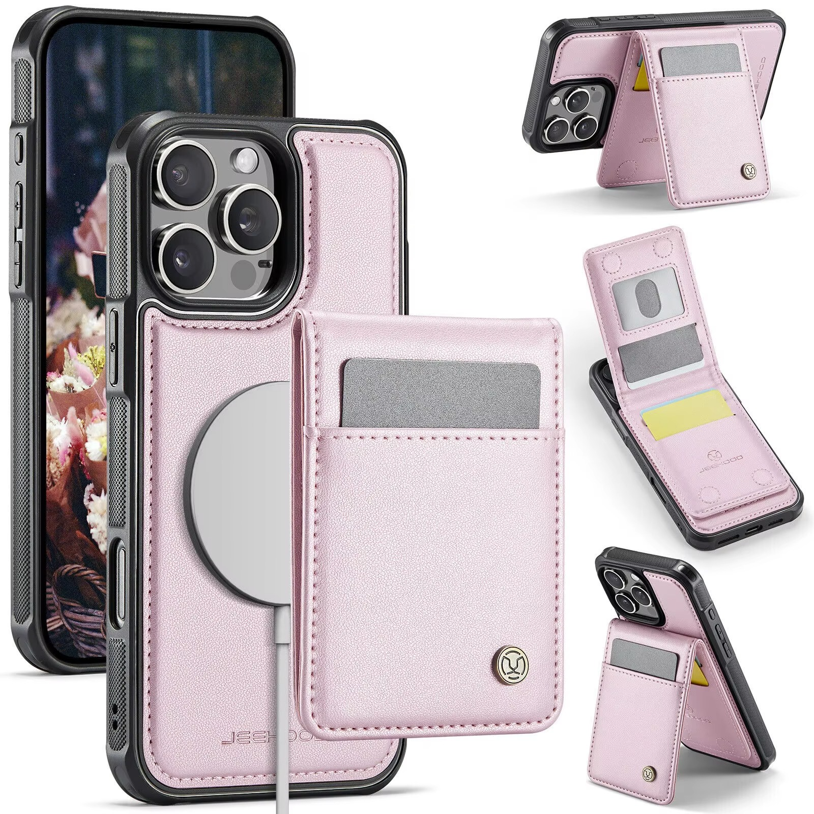 Luxury 2-in-1 Detachable Magnetic iPhone Case — PU Leather Wallet Cover with Card Slot, Shockproof, Anti-Fingerprint, Anti-Scratch, Kickstand, Storage Compartment