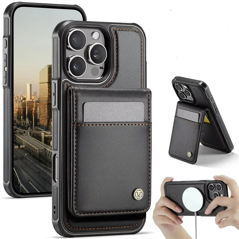 Luxury 2-in-1 Detachable Magnetic iPhone Case — PU Leather Wallet Cover with Card Slot, Shockproof, Anti-Fingerprint, Anti-Scratch, Kickstand, Storage Compartment