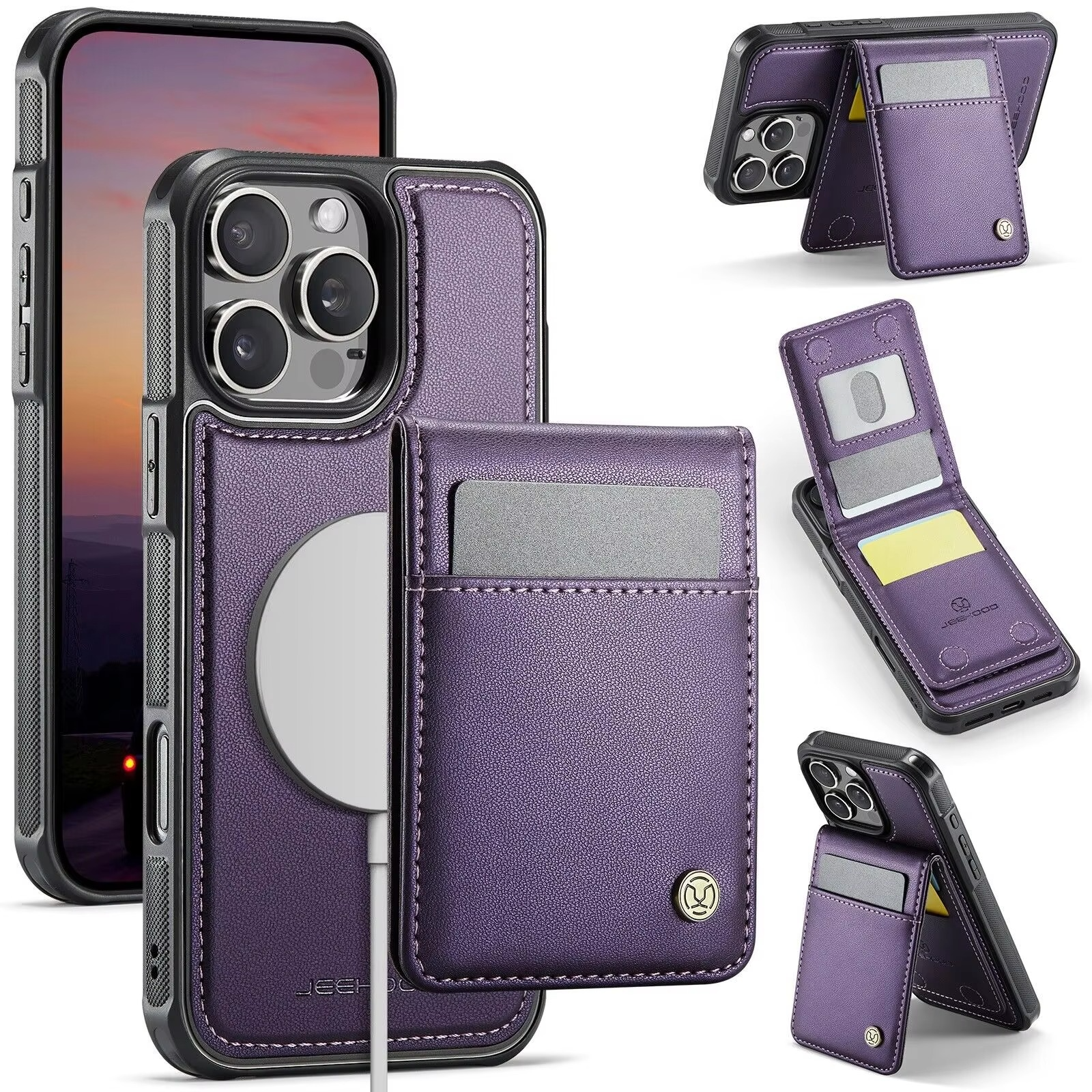 Luxury 2-in-1 Detachable Magnetic iPhone Case — PU Leather Wallet Cover with Card Slot, Shockproof, Anti-Fingerprint, Anti-Scratch, Kickstand, Storage Compartment