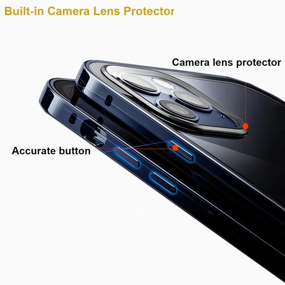 Luxury iPhone Case — 360° Full Protection Double-Sided Magnetic Glass with Aluminum Alloy Frame, Snap-Lock Bumper Cover, Shockproof, Anti-Scratch Design