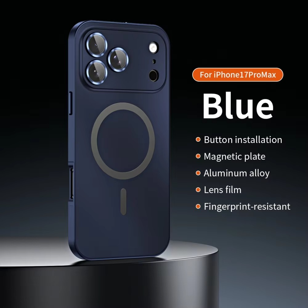 Luxury Aluminum Alloy Magnetic iPhone Case — Magsafe Wireless Charging, Full Coverage Shockproof Cover with Glass Lens, Matte Anti-Glare Finish