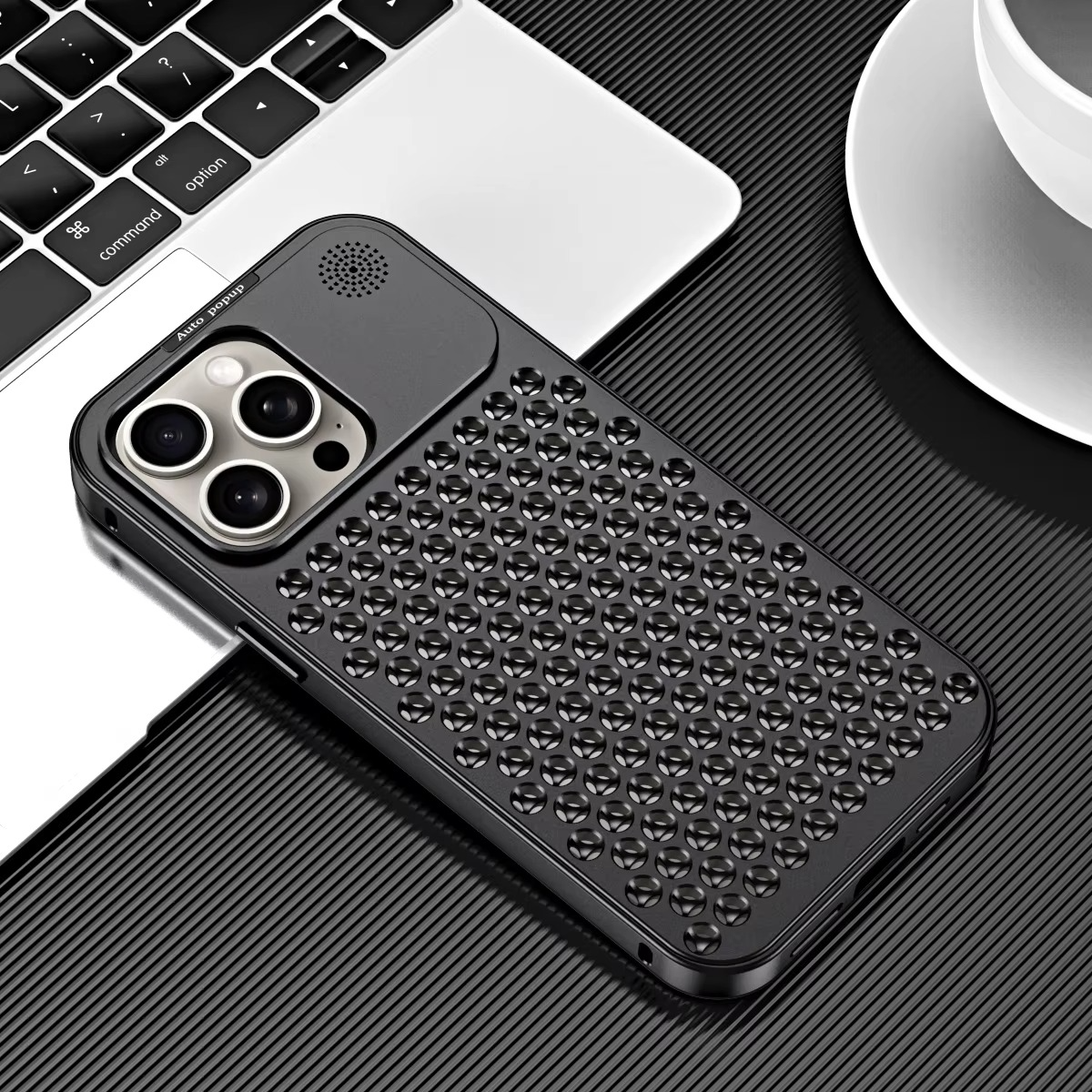 Luxury Aluminum Alloy iPhone Case — Full Coverage Shockproof Cooling Design with Aromatherapy Diffuser, Matte Anti-Fingerprint Finish, Non-Slip