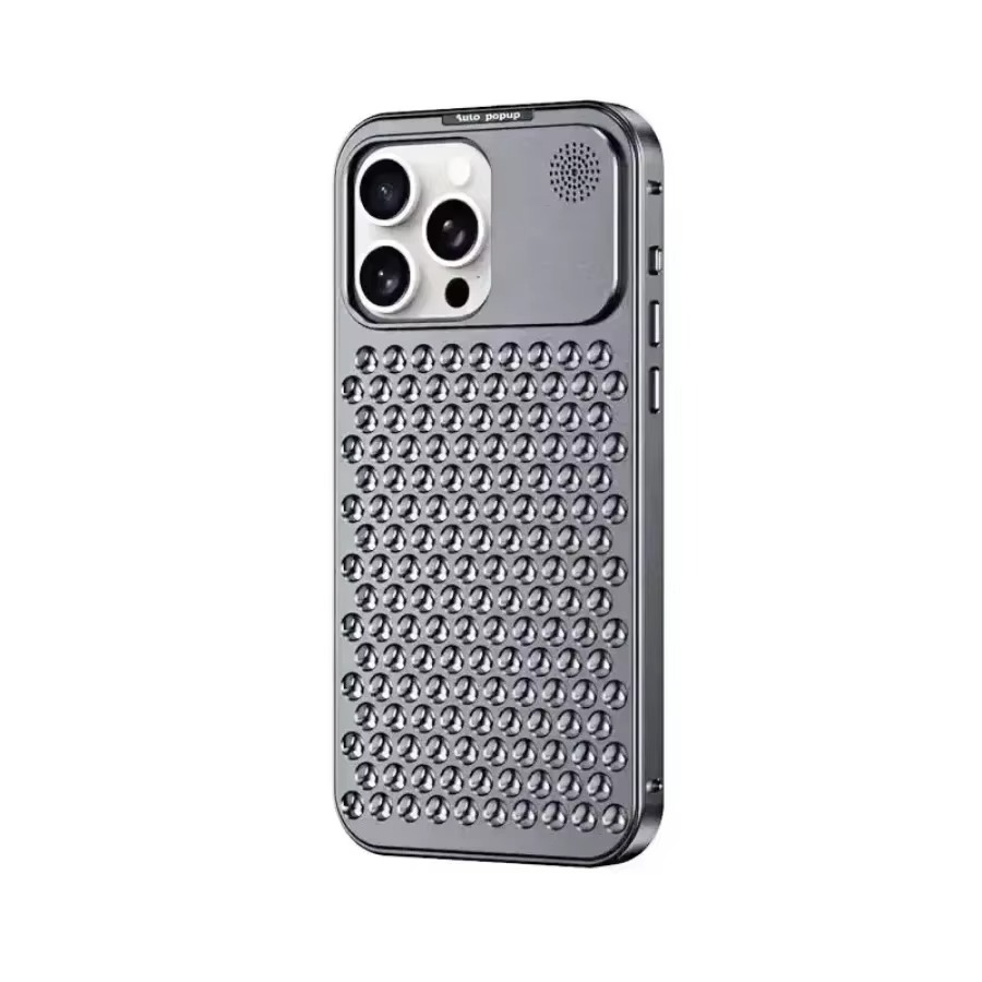 Luxury Aluminum Alloy iPhone Case — Full Coverage Shockproof Cooling Design with Aromatherapy Diffuser, Matte Anti-Fingerprint Finish, Non-Slip