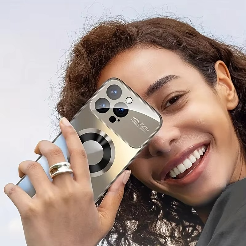 Luxury Bumper Matte Magnetic iPhone Case — Magsafe Wireless Charging, Glass Lens Camera Protection, Shockproof Half-Wrapped Cover, Anti-Fingerprint, Luminous Finish