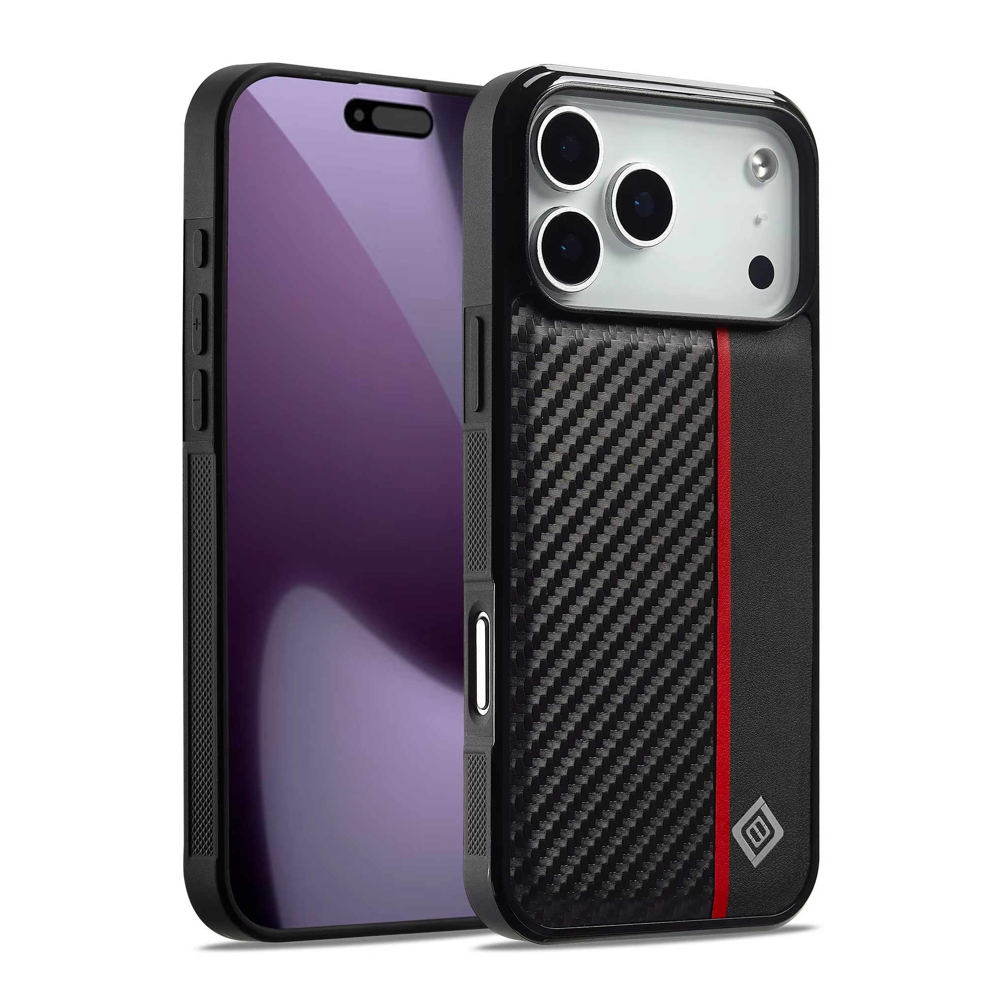 Luxury Carbon Fiber PU Leather Shockproof iPhone Case — Anti-Fingerprint Non-Slip Slim Back Cover with Camera Protection