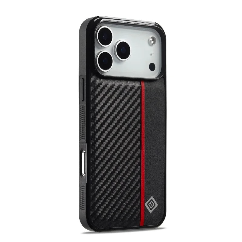 Luxury Carbon Fiber PU Leather Shockproof iPhone Case — Anti-Fingerprint Non-Slip Slim Back Cover with Camera Protection